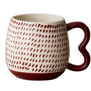 Caneca grande com alça vermelha Wiggle para café, caneca grande personalizada para presente, esmalte de sublimação 340-450ml com alça