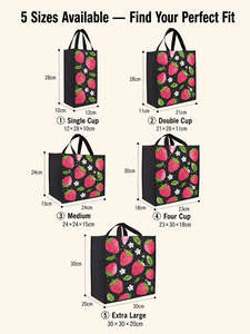 Sac fourre-tout réutilisable en non-tissé laminé imprimé personnalisé motif fraise, écologique, pour courses et promotionnel - Product Image 3