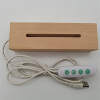 Vente en gros 3D illusion LED veilleuse 16 couleurs RVB télécommande boîte à piles socle de lampe en bois pour salon Design minimaliste