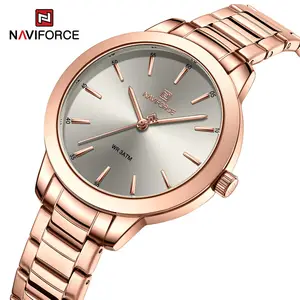 Naviforce relógio de pulso feminino, relógio minimalista impermeável de aço inoxidável para mulheres, 5025
