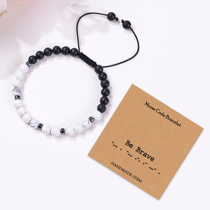 Bijoux uniques faits à la main avec Code Morse, Bracelet Howlite blanc, cadeau inspirant pour les meilleurs amis, maman et fille - Product Image 4