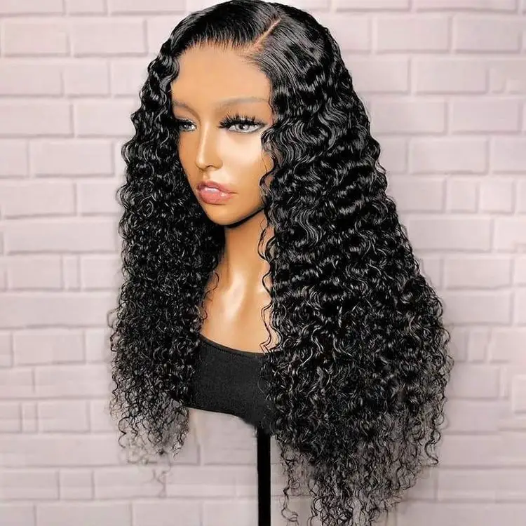 13x4 kıvırcık Frontal peruk 4c saç çizgisi tam dantel ön siyah kadınlar için İnsan saçı peruk s su dalga brezilyalı düz insan saçı İnsan saçı peruk