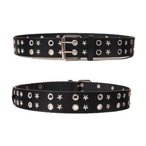 Cinturón Clásico Vintage <span class=keywords><strong>de</strong></span> Cuero PU Negro Estilo Punk <span class=keywords><strong>para</strong></span> Mujer, <span class=keywords><strong>Cinturones</strong></span> <span class=keywords><strong>de</strong></span> Moda Estilo Vaquero con Tachuelas y Remaches en Forma <span class=keywords><strong>de</strong></span> Estrella Cuadrada <span class=keywords><strong>para</strong></span> Hombre y Mujer - Product Image 6