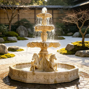 <strong>Large</strong> 3-Tier Natural Stone Horse Carved Fountain Outdoor <strong>Garden</strong> <strong>Water</strong> <strong>Feature</strong> <strong>for</strong> Villa Decoration - Product Image 2