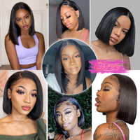 Perruques courtes brésiliennes pas chères Perruques cheveux humains Lace Front Hd Perruques Lace Frontal Perruques cheveux humains droits pour femmes noires Cheveux bruts