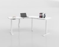 Bureau debout réglable en hauteur OMNI Safety Lock, bureau d'angle en L pour ordinateur avec contrôleur de mémoire