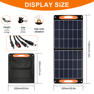 แผงโซลาร์เซลล์พับได้แบบพกพา 100W สำหรับสถานีพลังงานแคมป์ปิ้ง แหล่งจ่ายพลังงานในครัวเรือน สำหรับระเบียงหน้าต่าง GSSP-100 - Product Image 4