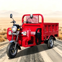Tricycle électrique à trois roues rouge, benne basculante, tricycle de transport de marchandises robuste, tricycle électrique pour le transport agricole et le remorquage