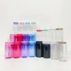 Mug à bière transparent incassable de 20 oz, canette en plastique acrylique de 16 oz avec paille pour transfert UV DTF - Product Image 4