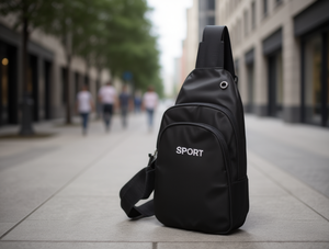 Borsa da petto in tessuto con chiusura a cerniera, borsa sportiva da uomo per tutte le stagioni - Product Image 2