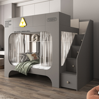 Échelle en bois maison de luxe moderne filles enfants chambre meubles ensemble enfants Loft lits superposés adolescents