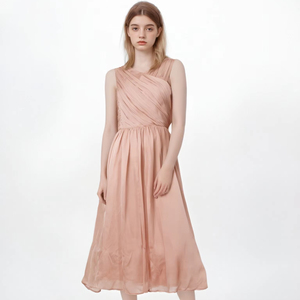 Elegante serata formale di lusso per le donne damigelle <span class=keywords><strong>Decollete</strong></span> drappeggiato impero vita romantiche tasche lunghe fino al pavimento - Product Image 2