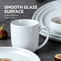 Service de table en porcelaine blanche de style européen, design moderne et élégant, finition mate, avec logo personnalisé, kit de tasses portables
