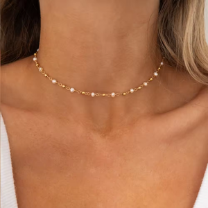 Collana Vintage con Pendente a Medaglione Rosa, Catena Stratificata in Perle d'Acqua Dolce e Perline Dorate, in Acciaio Inossidabile 18k, Gioielli di Moda <span class=keywords><strong>per</strong></span> Donne - Product Image 5