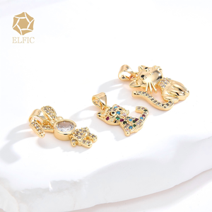 נהדר זהב 14k נחושת זירקון אנטי דהה שלום קיטי תליון חיות שרשרת קסם הסיטונאי - Product Image 5