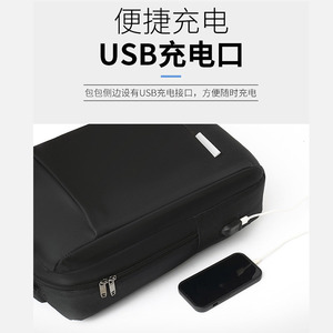 Laptop <b>Backpack</b> With Usb Charging Port Business Travel Unisex Solid Color <b>Large</b> <b>Capacity</b> For Students And Professionals - Product Image 4