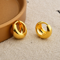 Boucles d'oreilles minimalistes en cuivre plaqué or véritable, style Instagram Dongdaemun, finition unie, pour femmes, bureau/carrière