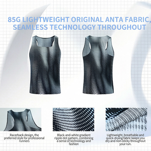 Quick Dry Fitness Sleeveless Knitted Seamless T Shirt Custom Tag Compression Shirt Men's tank Tops Bodybuilding Sport Gym Shirt - Product Image 2