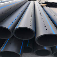Tuyau d'irrigation en PEHD à rayures bleues et noires, tube en polyéthylène haute résistance pour le transport d'eau agricole et l'irrigation paysagère