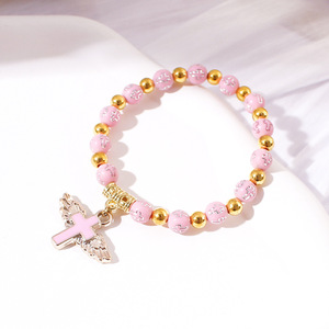 Bán Buôn Chữ Thập Gương Bronzed Acrylic Chữ Thập Bead Vòng Đeo Tay <span class=keywords><strong>etsy</strong></span> Drop Dầu Thiên Thần Đính Cườm Mân Côi Tay Trang Trí - Product Image 6