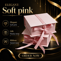 Boîte cadeau de luxe rose avec couvercle et base, ruban gros-grain et logo personnalisé, emballage en papier spécialisé, vente en gros