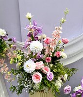 Ensemble de toile de fond de fleurs artificielles rose et violet mélangées, arrangement floral en soie pour mariage, fête, location, décoration de vitrine