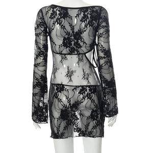 Lingerie Sexy Robe Femme Déshabillé Voir À Travers Chemise De Nuit Érotique Chaude Vêtements De Nuit Découpé À Manches Longues Sexy Babydoll Sommeil Lingerie - Product Image 3