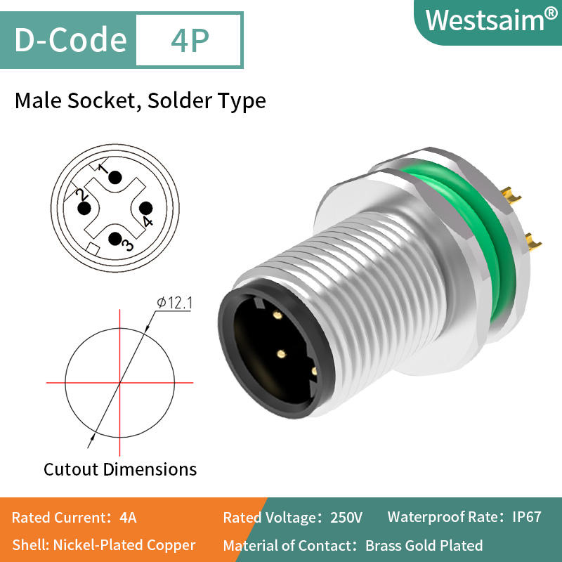 M12-D-4P macho M12 * 1,0