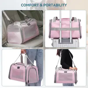 Sac de transport rose personnalisé en coton pour animaux de compagnie pour chiens et chats mignon numéro de modèle imprimé chat transporteur de voyage sac de transport facile