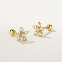 Nagosa Mini Frauen Schmuck 18 Karat Gold Vermeil 925 Sterling Silber Zirkonia Blume Ballbell Ohr stecker