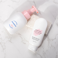 Rose blanc carré HDPE PE 200ml/300ml bouteille cosmétique shampooing revitalisant Lotion pour le corps crème solaire emballage en plastique boîte incluse