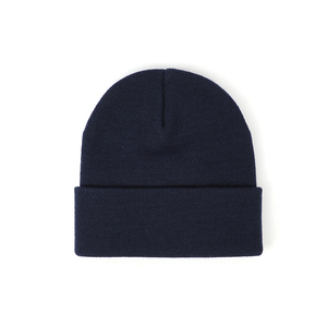 Hot Sale Factory Direct Price 100% Acrylic <strong>Navy</strong> Blue Keep Warm in Autumn and Winter PU Leather Fold Brim Beanie <strong>Hats</strong> - Product Image 3