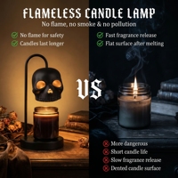 Totenkopf-förmige Kerzenwärmer-Lampe mit 4-stufigem Dimmer und 2-8 Stunden Timer für Gothic Halloween Heimdekoration