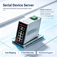 Servidor Serial de 1 Puerto para Riel DIN, Puerta de Enlace RS485 a Modbus TCP/UDP, COM Virtual y Fuente de Alimentación Dual Transparente de 12-24V CC para IIoT