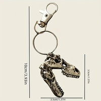 Porte-clés Crâne de Dinosaure Vintage en Alliage Antique avec Fermoir Mousqueton, Pendentif Crâne 3D, Breloque de Sac, Accessoire de Mode pour Homme, Cadeau