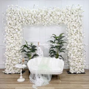 DKB Factory BG295 Hot Selling White Rose Flower Square <b>Arch</b> Artificial <b>Wedding</b> <b>Arch</b> Backdrop Flower Decor for <b>Wedding</b> - Product Image 1