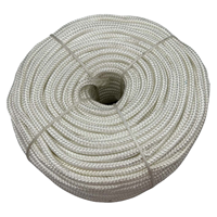 En stock – Corde tressée haute résistance en polyester/PET blanc, 6 mm, 16 brins, bobine de 50 m avec âme solide, pour usage familial et travaux extérieurs