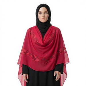 Châle en mousseline africaine de luxe, broderie florale en strass, doux, léger et respirant pour femme, été, OEM ODM personnalisé, vente en gros - Product Image 1