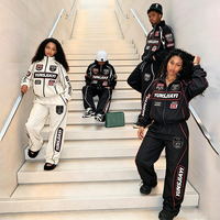 Ensemble de survêtement YYSY personnalisé en nylon, léger, streetwear, broderie, patchwork, coupe ample, veste et pantalon vintage pour homme