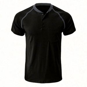 NFPA2112 Certified Level Vapor-Protective FR Two-Tone Long Sleeve Henley T-<b>Shirt</b> Men 6OZ Cotton Breathable Lightweight Oil Gas - Product Image 2