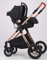 Poussette 3-en-1 réversible avec siège auto pour bébé, capote large et siège, landau pour bébé, harnais de sécurité à 5 points, poussette facile à plier