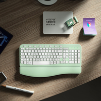 Nouveau clavier ergonomique sans fil 2,4 GHz USB 3.0 à piles, pleine taille, design droitier, touches multimédias, repose-poignets rembourré pour