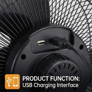 14" Solar Powered Floor Fan 14400mAh Battery 15W Panel High Power Rechargeable Pedestal Fan with USB Port for Outdoor Camping - Product Image 5