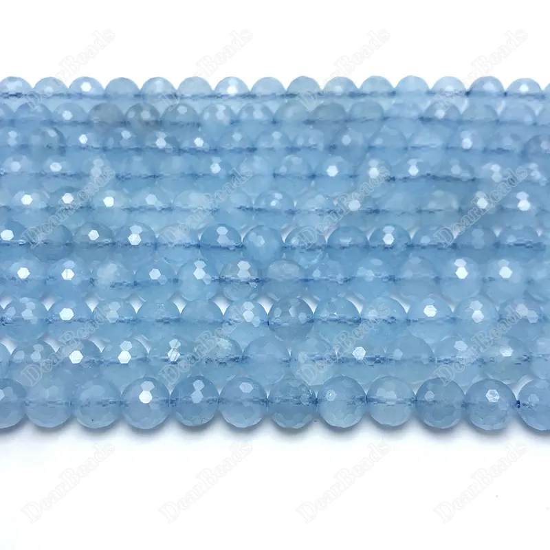 New Arrival 8mm Natural Faceted Hand-cut Round Blue Beryl Aquamarine Beads für Jewelry Making
