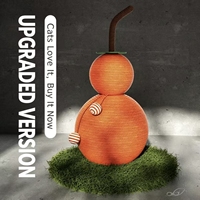 Grand arbre à chat moderne et écologique FuLu Orange avec jouet boule en sisal, grattoir auto-nettoyant en forme de calebasse pour chats