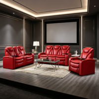 Sofá Reclinable Eléctrico de Cuero Genuino de 3, 2 y 1 Plazas, Moderno, de Fábrica, con Mesa Auxiliar para Sala de Estar, Juego de Muebles