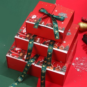 Boîte cadeau rouge de Noël avec grande écharpe grande ouverte Thermos boîte d'emballage cadeau réveillon de Noël boîte de pomme de bonbons - Product Image 1