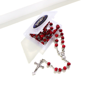 Rosario Profumato alla Rosa con Scatola, Perline in Legno, <span class=keywords><strong>Collana</strong></span> con Croce <span class=keywords><strong>di</strong></span> Gesù, Articoli Religiosi, Motivo Inviato a Caso (Scorte Limitate) - Product Image 1