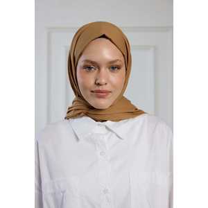 Écharpe en pur coton couleur café laiteux, accessoire de tenue modeste - Product Image 3