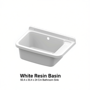Lavabo de Resina Blanca 50.4 x 33.4 x 24 Cm para Baño - Product Image 3
